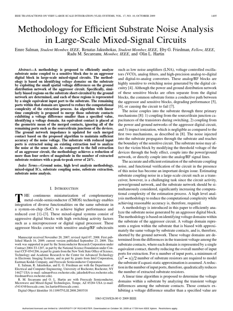 Methodology For Efficient Substrate Noise Analysis in Large-Scale Mixed ...