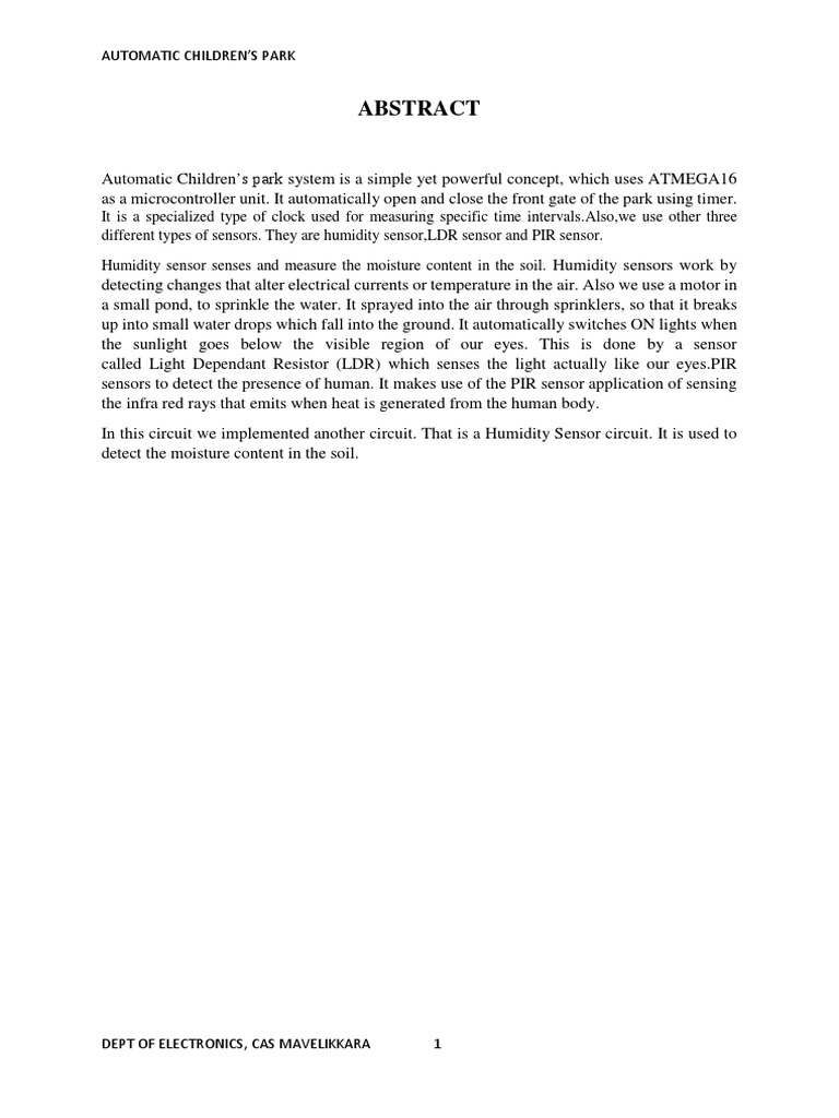 Main Project Automatical Childrens Park PDF Power Supply