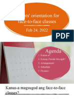 Parents' orientation for face-to-face classes Feb 24, 2022