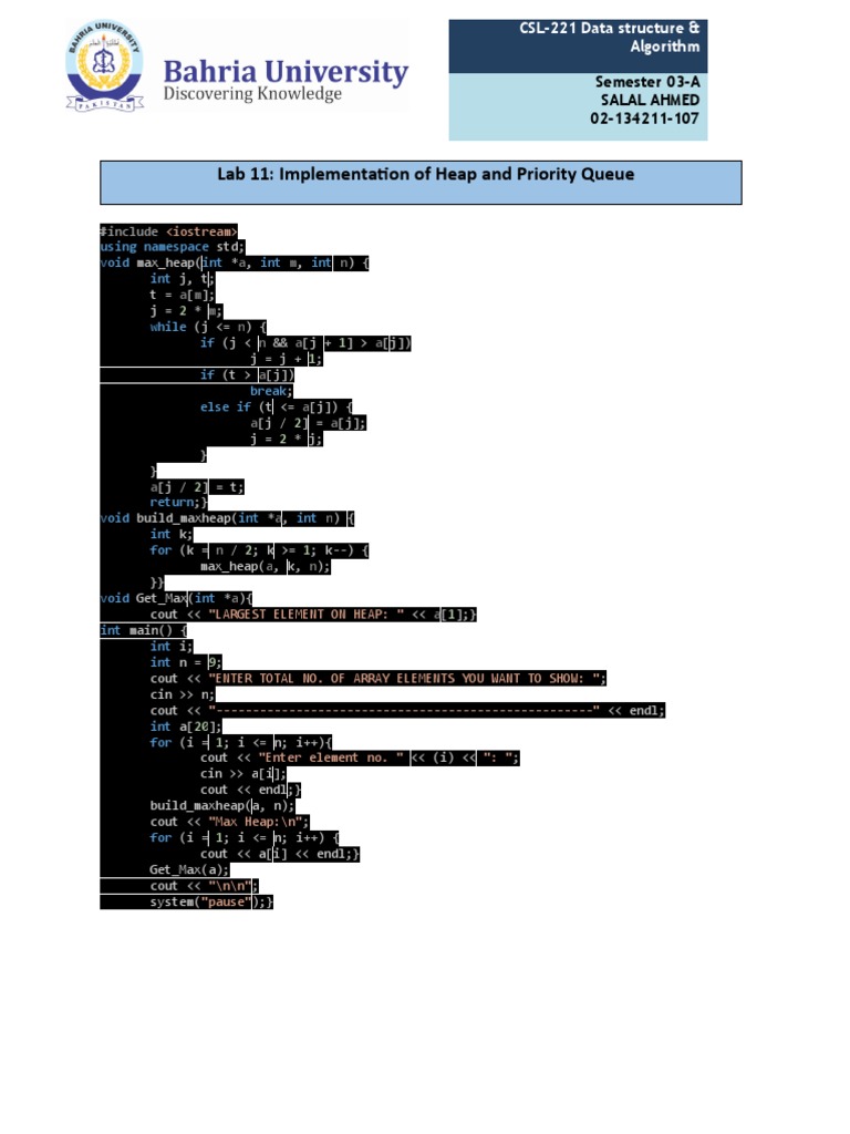 Heap and Priority Queue Implementation | PDF