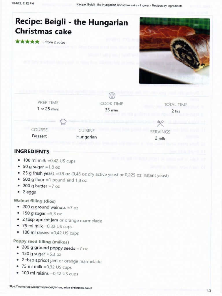 Beigli Recipe | PDF