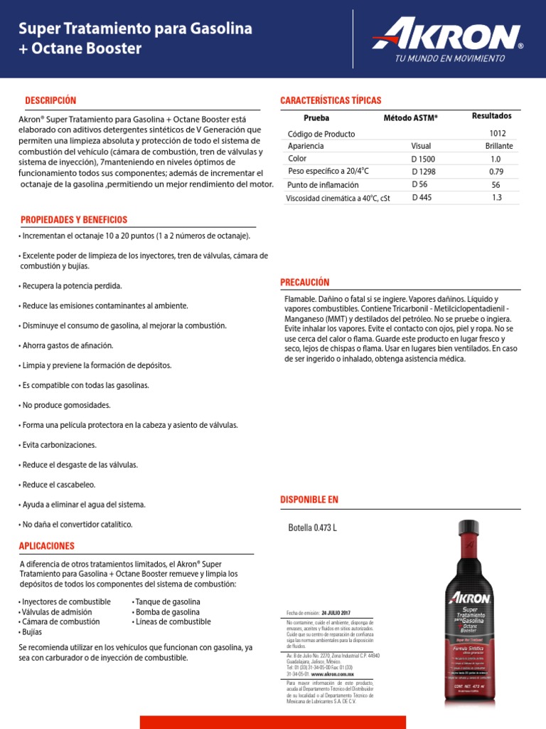 012 Akron Supertratamiento | PDF | Gasolina | Inyección de combustible