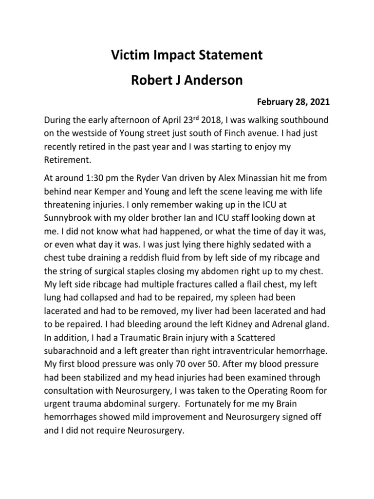 Victim Impact Statement: Robert J. Anderson | PDF | Thorax | Surgery