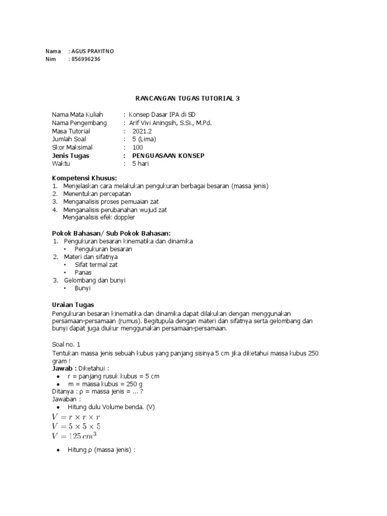 Rancangan Tugas Tutorial 3 | PDF | Metode & Bahan Ajar | Sains & Matematika