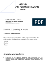 GEC324 Technical Communication Module 7: Speaking in Public and Audience Analysis