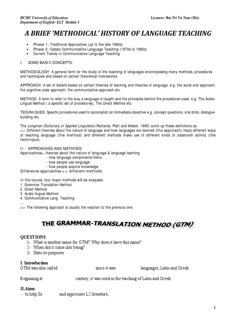 Language Teaching Methodologies Overview | PDF | Second Language ...