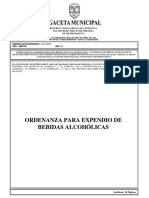 Ordenanza para Expendio de Bebidas Alcoholicas