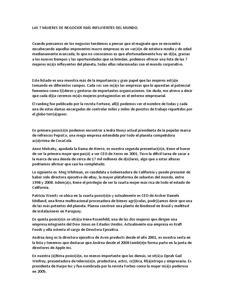 7 Mujeres Influyentes en Negocios | PDF