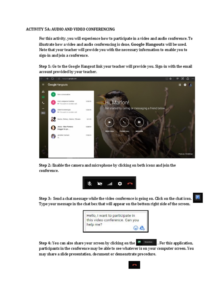 Activity No. 5A Audio and Video Conferencing PDF Online Chat