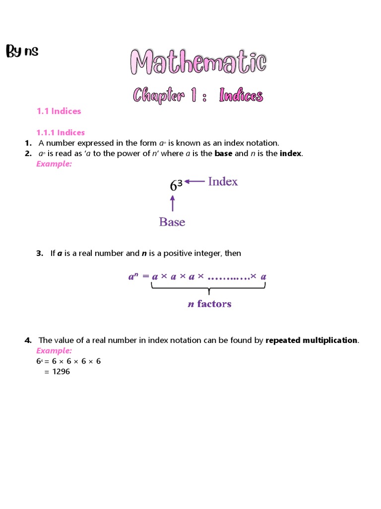 Understanding Index Notation in Maths | PDF