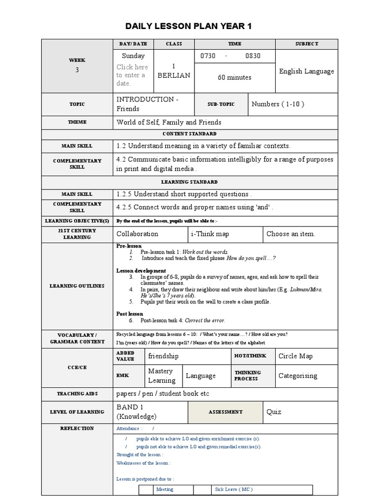 WEEK 3 - Unit INTRODUCTION - FRIENDS | PDF | Lesson Plan | Word