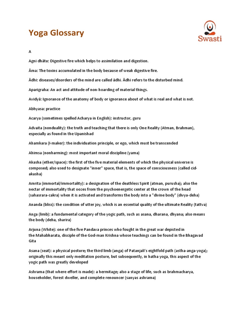 The Yoga Glossary An InDepth Exploration of Key Yoga Concepts and