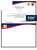 Certificate: Local Youth Development Plan Formulation
