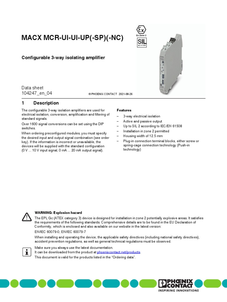 MACX MCR-UI-UI-UP (-SP) (-NC) : Configurable 3-Way Isolating Amplifier ...