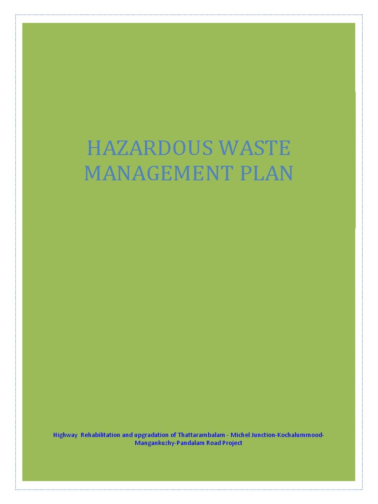 Hazardous Waste Management Plan PDF Electronic Waste Waste Management