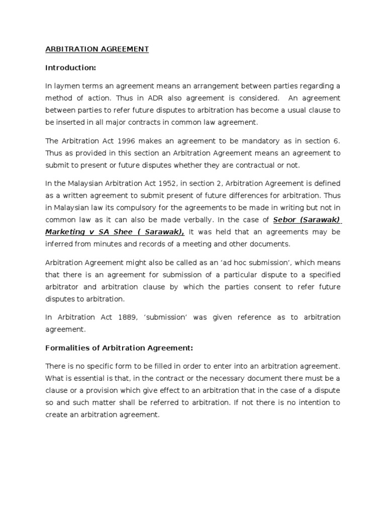 Arbitration Agreement | PDF | Arbitral Tribunal | Arbitration