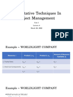 Quantitative techniques in project management LP formulation