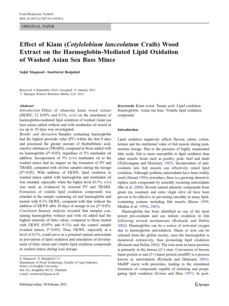 Effect of Kiam (Cotylelobium Lanceolatum Craib) Wood Extract On The