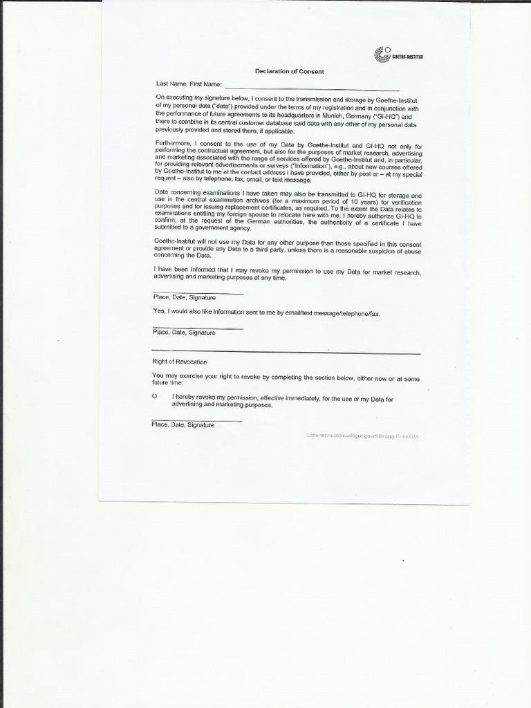 Declaration of Consent PDF