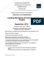 Leading Managing and Developing People September 2012: Advanced Level Qualification