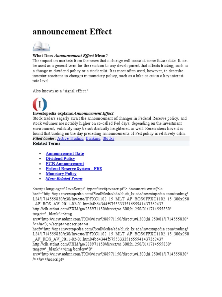 Announcement Effect PDF