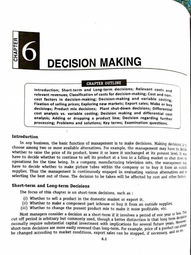 Chapter-6 Decision Making | PDF