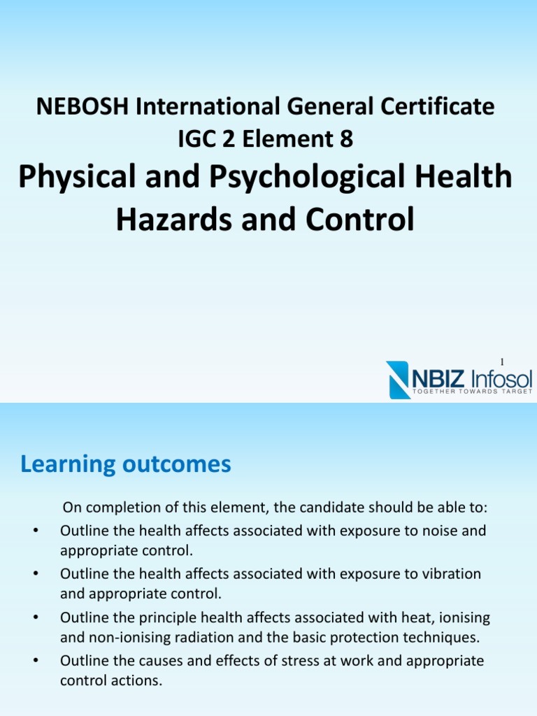 IGC 2 - Element 8 - Physical Physchological Hazards | PDF | Ionizing ...