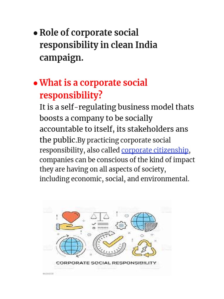 Role of Corporate Social Responsibility in Clean India Campaign | PDF ...