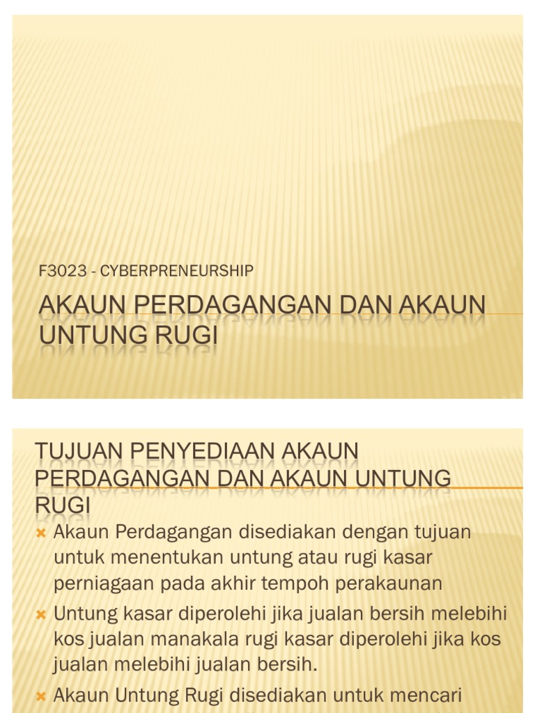 Akaun Perdagangan Dan Akaun Untung Rugi Pdf