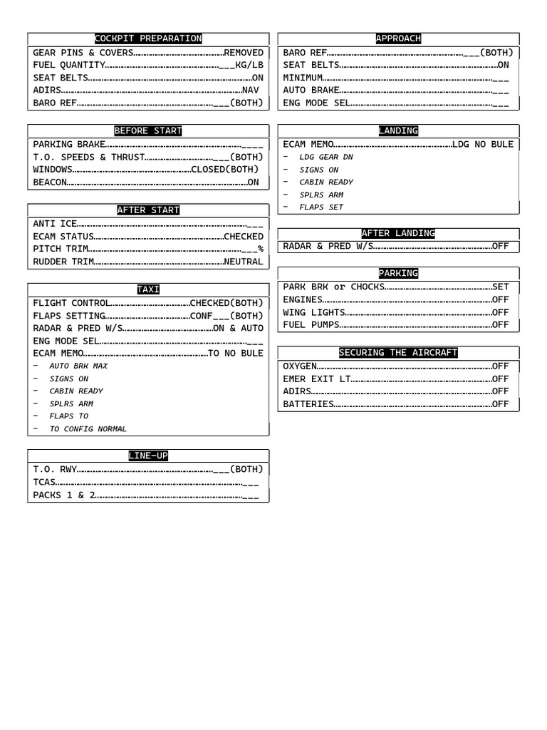 A320 New Checklist PDF