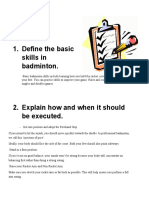 Activity 1. Define The Basic Skills in Badminton