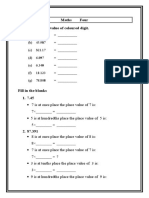 Maths Four Write The Number Value of Coloured Digit