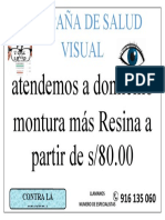 Campaña de Salud Visual: Atendemos A Domicilio Montura Más Resina A Partir de s/80.00