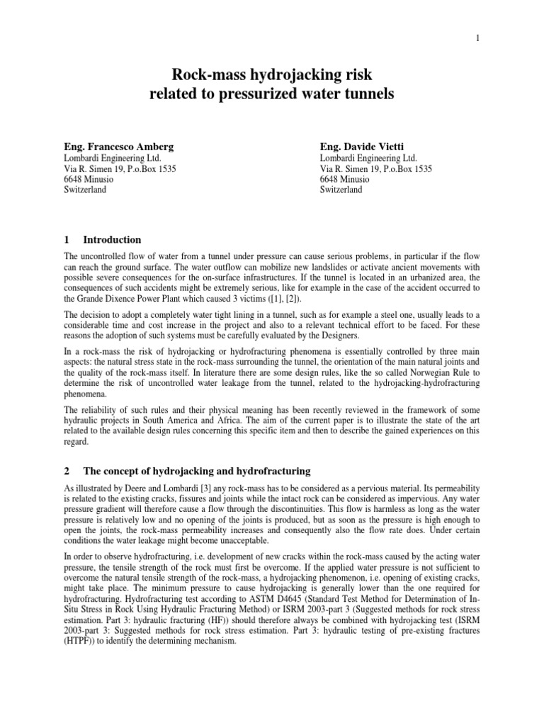 Rock-Mass Hydrojacking Risks Analysis | PDF | Stress (Mechanics ...
