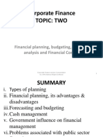 MBI Corporate Finance Topic Two - Financial Planning, Analysisi Control Revised