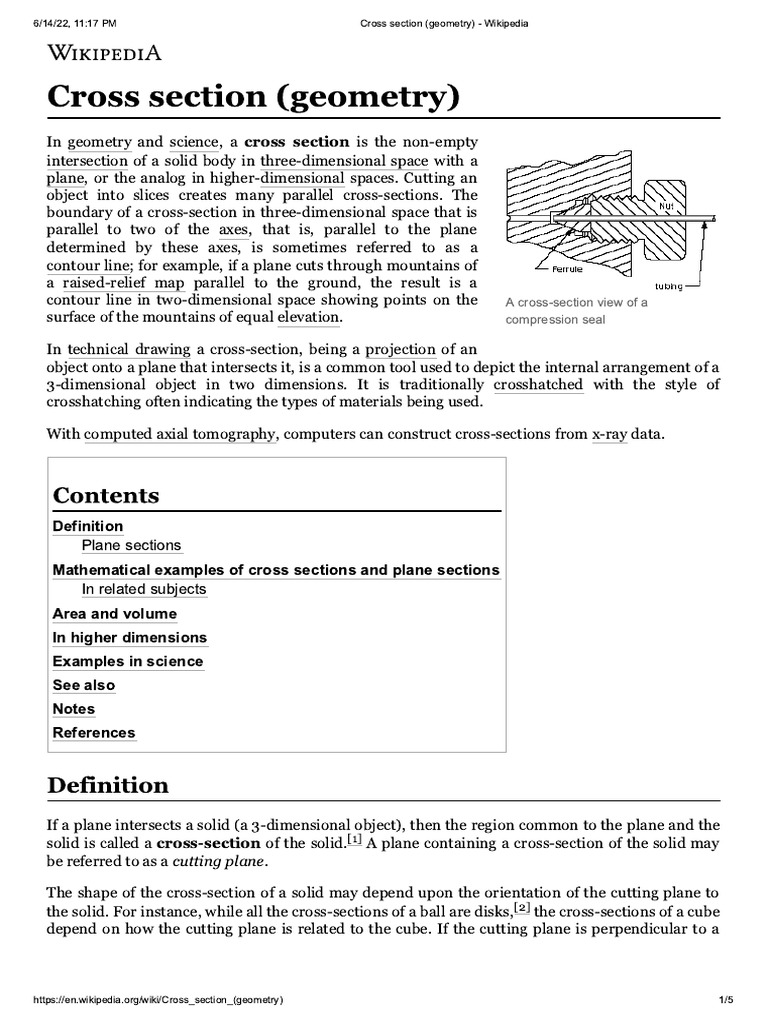 Cross Section (Geometry) - Wikipedia | PDF
