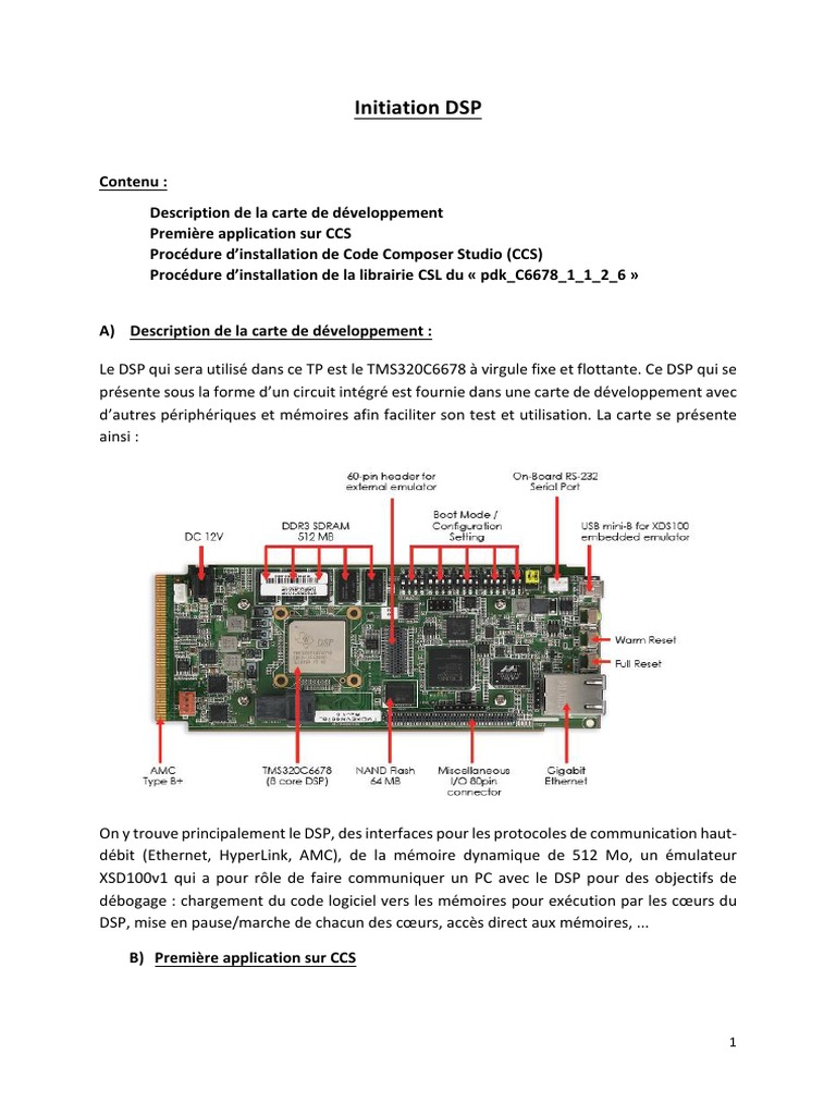 Introduction à la carte DSP TMS320C6678 | PDF | Processeur de signal ...