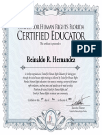 Certificate Educator Human Rights REINALDO RODRIGUEZ HERNANDEZ