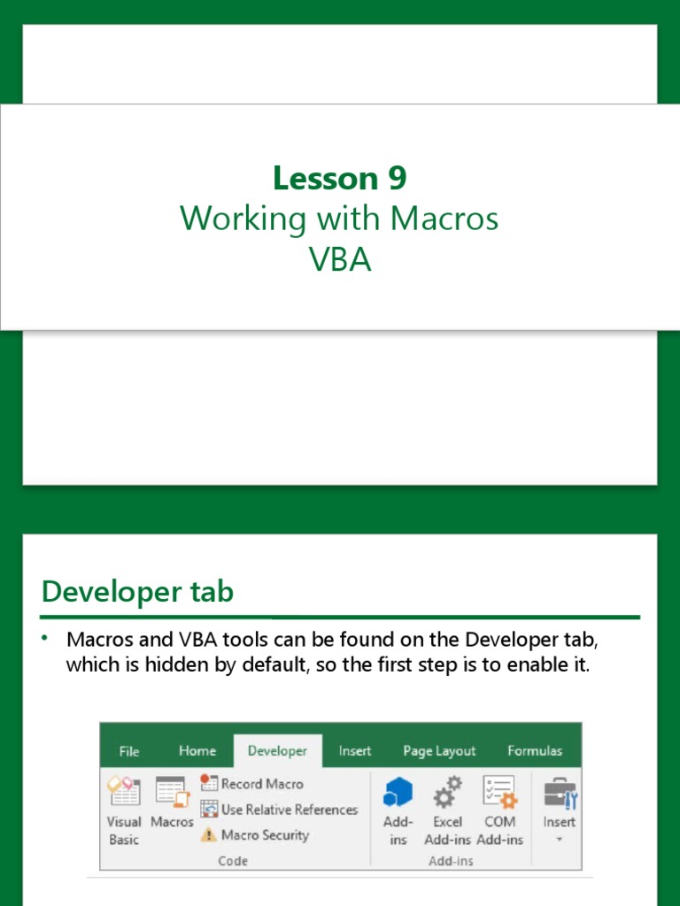 ExcelCore2016lesson09 2E MACROS | PDF | Microsoft Excel | Visual Basic ...