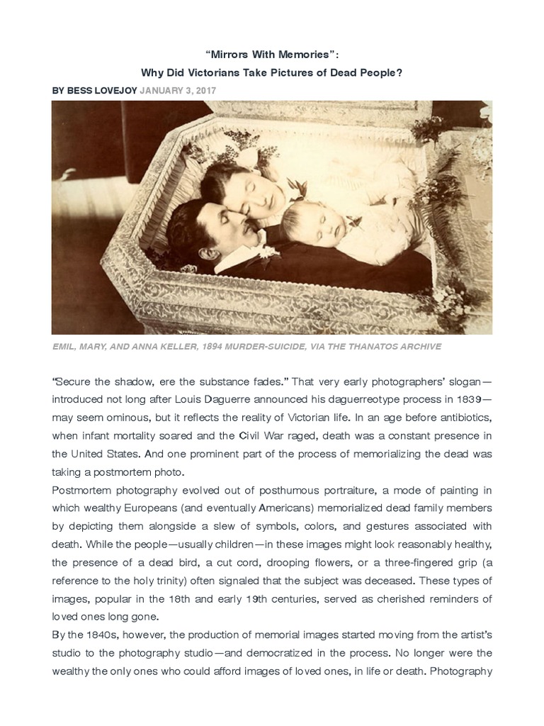 Why Did Victorians Take Pictures of Dead People PDF Imaging