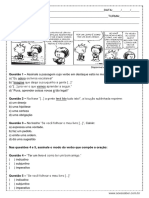 Atividade de Portugues Indicativo Subjuntivo Imperativo 8º Ano PDF