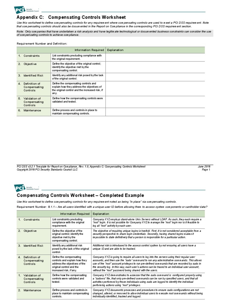 Compensating Controls Worksheet | PDF | Superuser | Payment Card ...