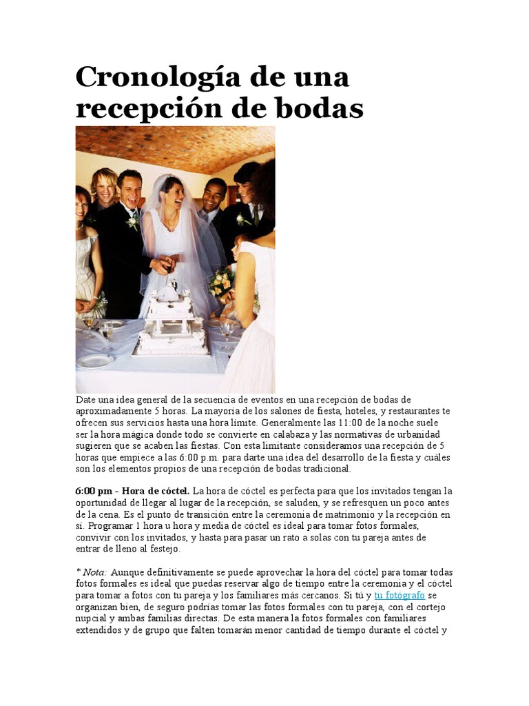 Cronología de Una Recepción de Bodas | PDF | Boda, image size:768x1024