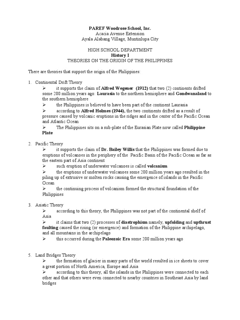 Theories on the origin of the philippines pdf continent island