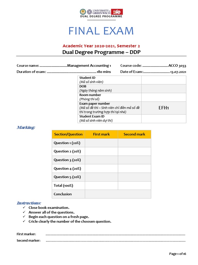 Management Accounting Exam Paper 2021 | PDF | Business Economics ...