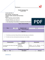 English Speaking Club Lesson Plan Lesson Plan No. 17 Date: Monday, June 6th, 2022 Teacher's Name: Jennifer Sanchez Muñoz Level: I