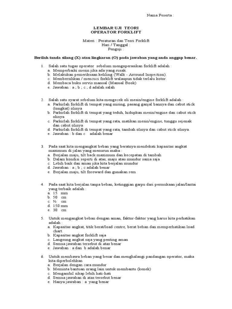 Soal Forklift | PDF