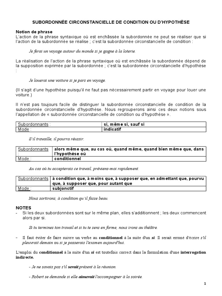 Bis - Condition Hypothese | PDF | Phrase | Typologie linguistique