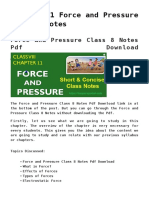 Force and Pressure Class 8 Notes PDF Download