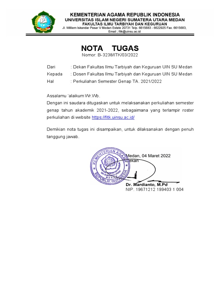 Nota Tugas Dosen | PDF